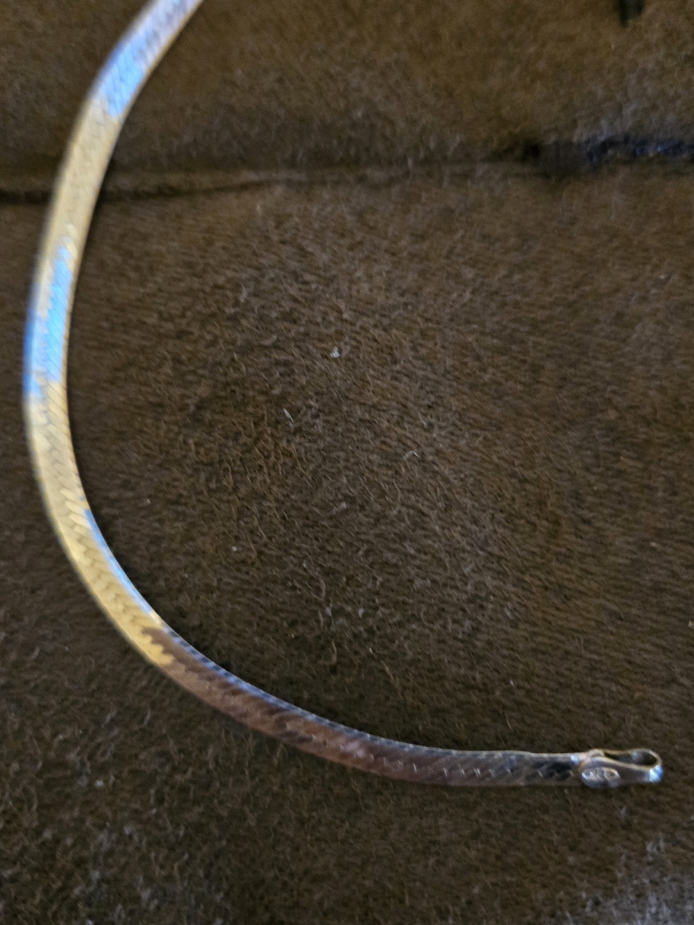 .925 Sterling Silver Flat Herringbone Chain Necklace Italy With Box - Picture 2 of 14